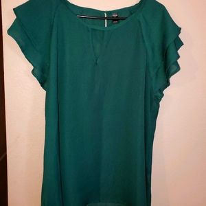 Shein emerald green short sleeve blouse